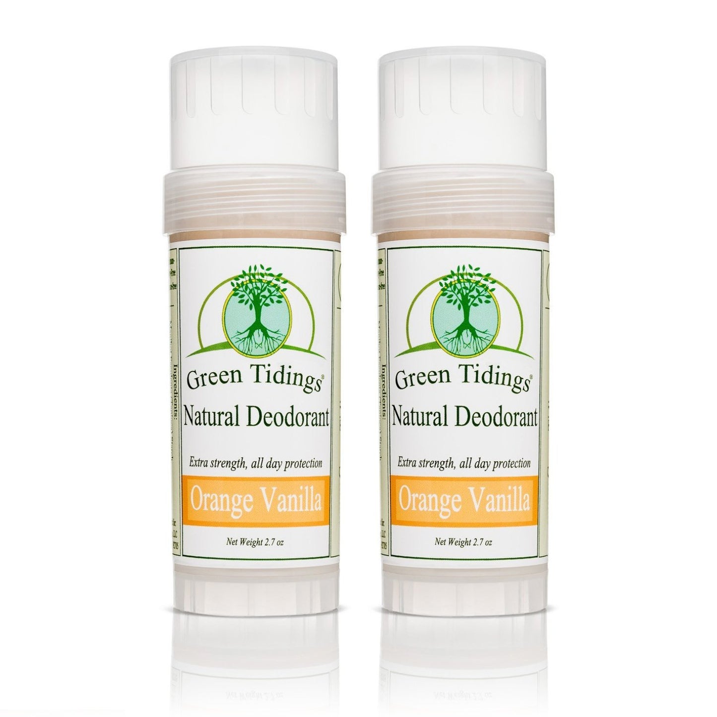 Green Tidings All Natural Deodorant - Orange Vanilla, 2.7 Ounces 2 PACK - Green Tidings